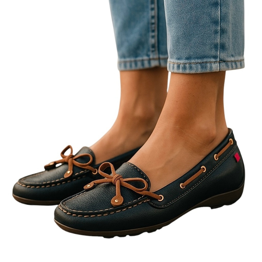Marc Joseph Golf Moccasin Loafers Black Tan Size 6